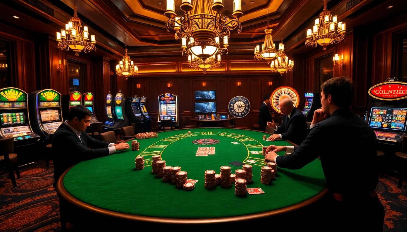 In a vibrant poker room, players strategize at the table inspired by https://www.bdtk1.org/ for better odds.