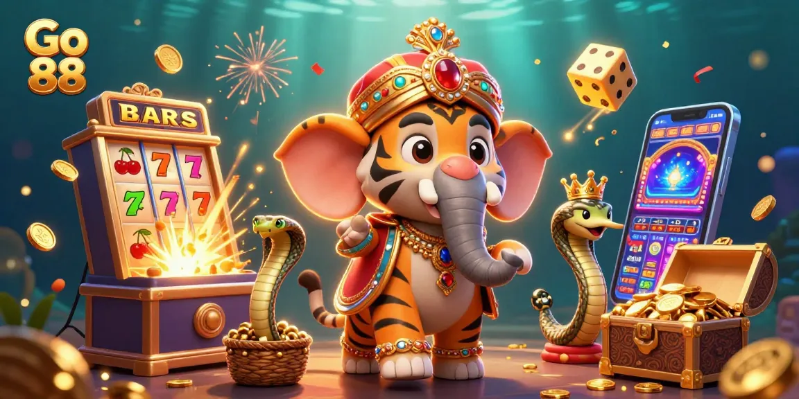 Experience thrilling excitement with Go 88's vibrant casino scene featuring an animated royal tiger.