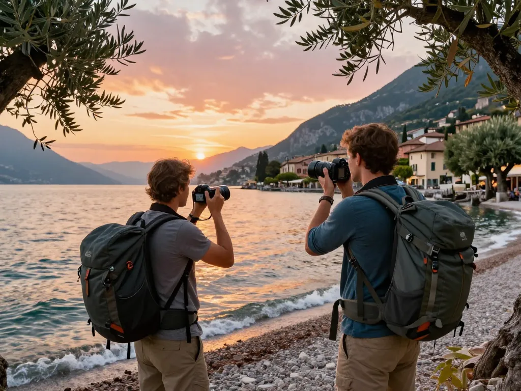 Erleben Sie einen unvergesslichen Urlaub am Gardasee mit malerischen Ausblicken, Wanderausrüstung und lebhaften Sonnenuntergängen.