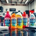 Koch Chemie Produkte in einer modernen Werkstatt auf einem Arbeitstisch präsentiert.