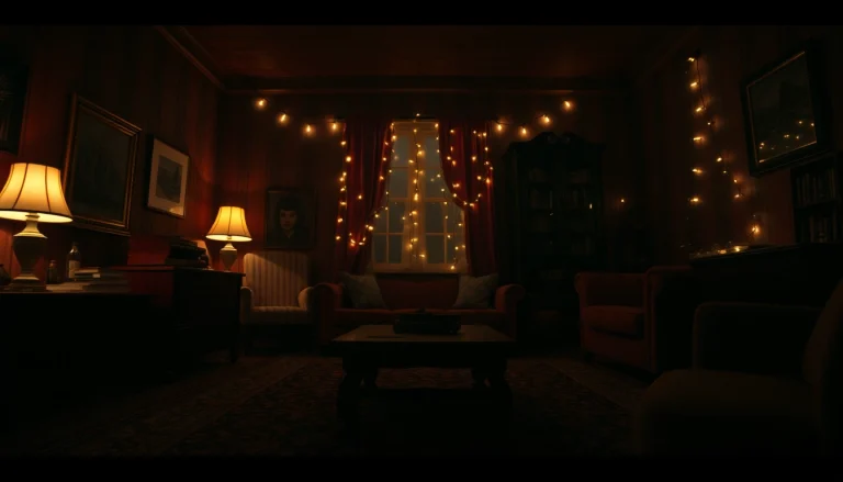 Die emotionale Tiefe des Stranger Things Finales dargestellt in einem nostalgischen Setting der 1980er Jahre mit Vintage-Dekor und D&D-Elementen.